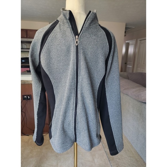 Spyder Other - Spyder Full Zip Jacket‎ Gray & Black Sweater Knit Mock Neck Outdoor Activewear